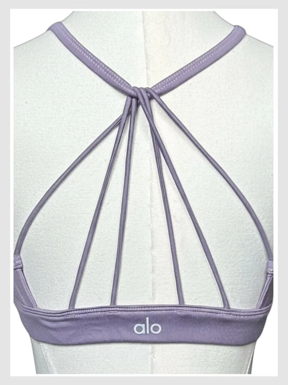 Alo Yoga Sunny Strappy Bra Lavender Purple Strappy Back Ruched Front M